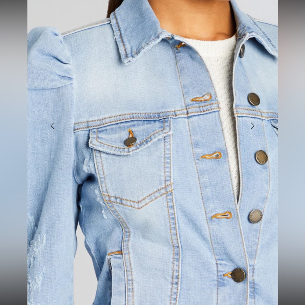 Retrofete Ada Denim Jacket with Puff Sleeves - Picture 2 of 8